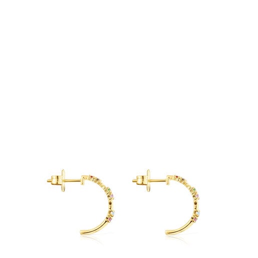 Gold Virtual Garden Hoop earrings with gemstones