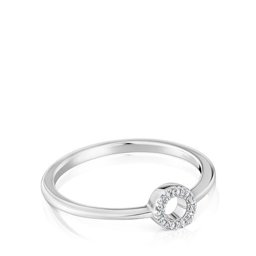 Malý Prsten z bílého zlata s kroužkem a diamanty TOUS Grain