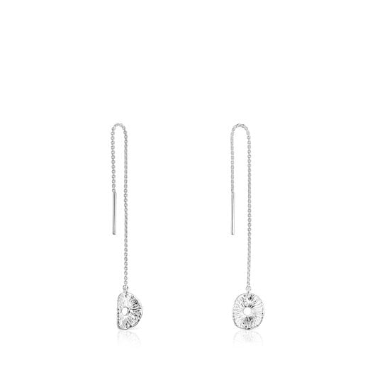 Long silver Wicker Earrings