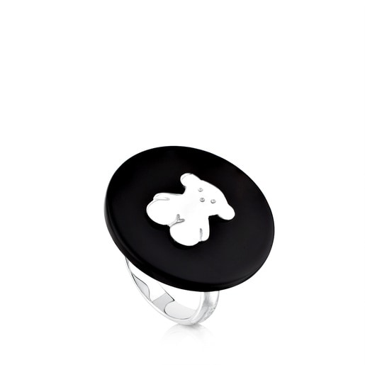 Silver Confeti Ring with Onyx