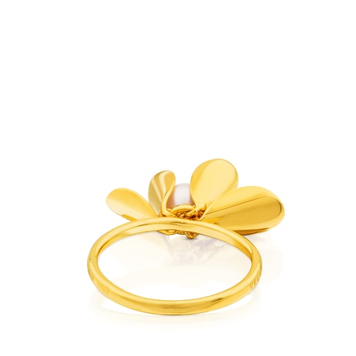 Anillo Happy Moments con baño de oro 18 kt sobre plata con Perla