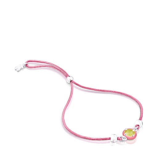 Bracelet TOUS Vibrant Colors en corde rose avec calcédoine et émail