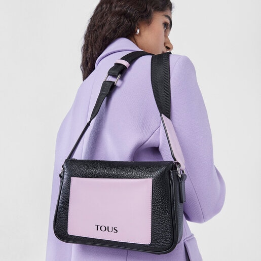 תיק צד TOUS Empire קטן מעור בצבעי שחור וסגול