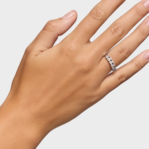 White Gold TOUS Puppies Ring with Diamonds 0.08ct