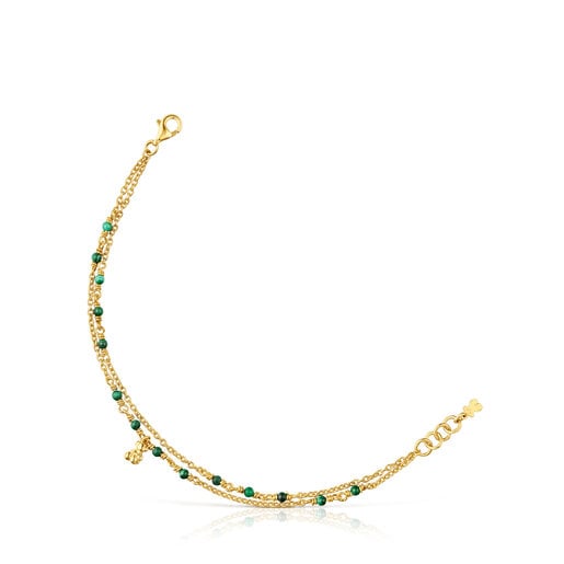 Silver vermeil and malachite Bracelet Bold Bear | TOUS