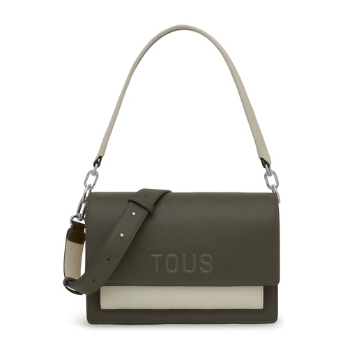 Medium khaki and green Crossbody bag Audree Saffiano