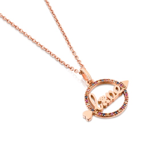 Collar TOUS San Valentín con baño de oro rosa 18 kt sobre plata con multigemas