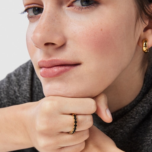 Bague alliance demi-tour Glaring en Argent Vermeil avec Onyx