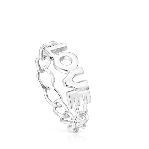 Silver TOUS Crossword Love Ring