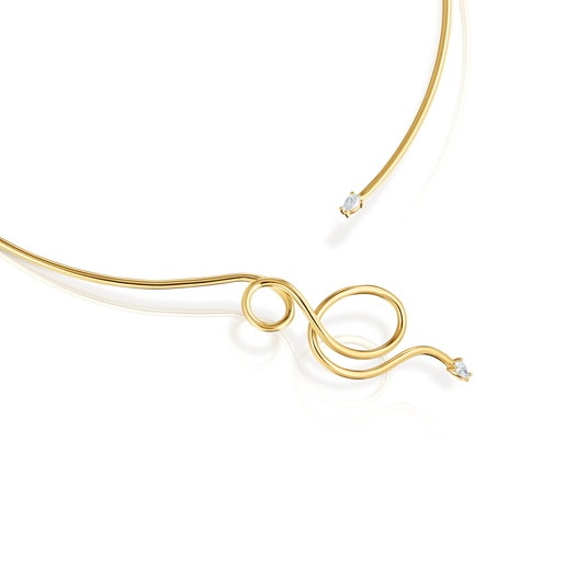 Collar abierto con baño de oro 18 kt sobre plata y diamantes creados en laboratorio Lio LGD