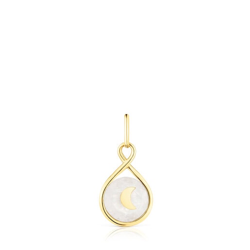 Colgante reversible con baño de oro 18 kt y piedra luna Alma Motif