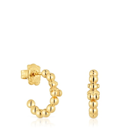 Boucles d’oreilles anneaux en argent plaqué or 18 ct et motif ourson Gloss