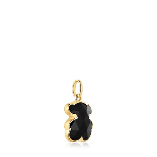 Small 18kt gold plating over silver bear Pendant with onyx bear motif TOUS Icon Color