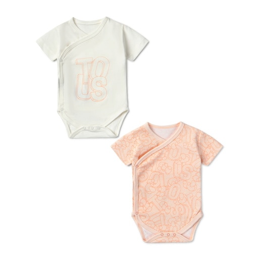 Pack of wrap-over baby bodysuits in Mix orange