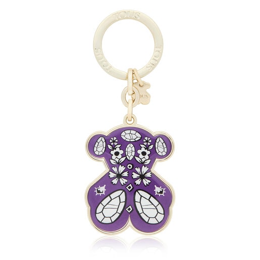 Lilac TOUS Gems bear with bandana Key ring