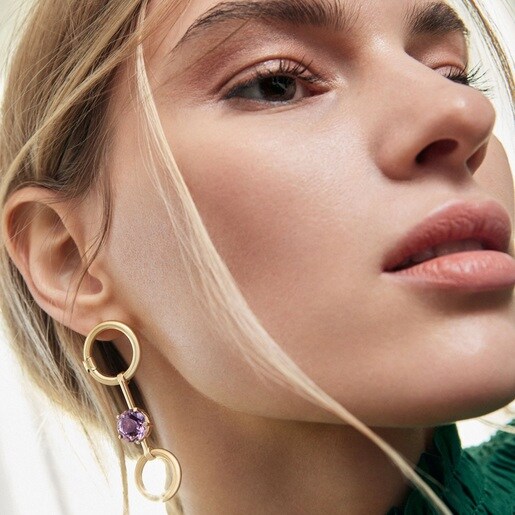 Conjunto de pendientes vermeil con amatista | TOUS