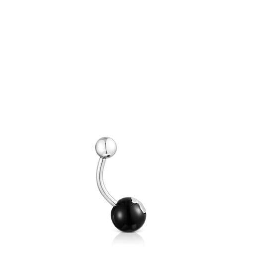 Piercing nombril Icon Glass en acier et onyx