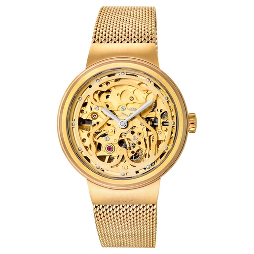 Gold-colored IP steel Rond automatic Watch