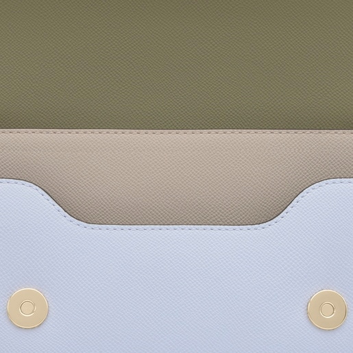 Bandolera mediana topo y verde Audree Saffiano