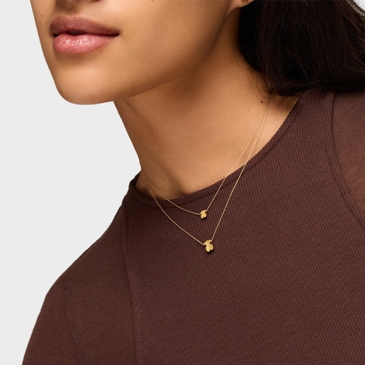 ゴールドに6mmのベアモチーフをあしらったショートネックレス Sweet Dolls