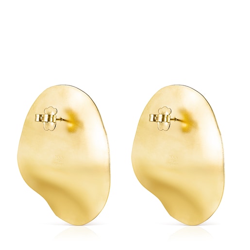 Large Silver Vermeil Nenufar petal Earrings