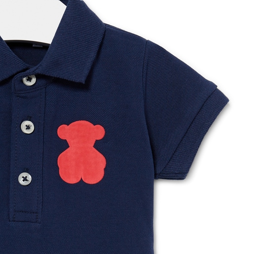 Boys Casual pique fabric polo shirt in navy blue