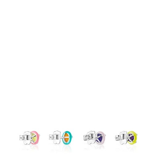 Pack de pendientes de plata, gemas y esmalte TOUS Vibrant Colors