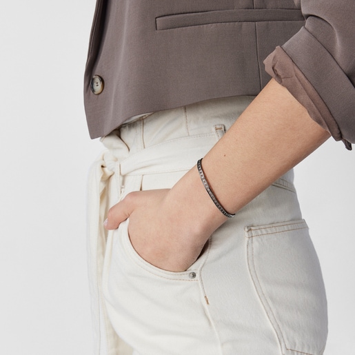 シルエットをあしらったダークシルバーブレスレット TOUS Bear Row