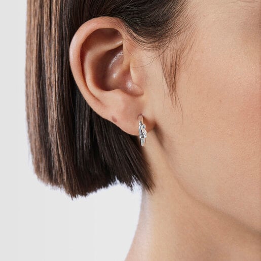 Серебряные серьги-обручи Oceaan Duna с сердоликом