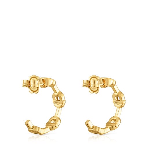 Aretes de aro logo con baño de oro 18 kt sobre plata 17,4 mm TOUS MANIFESTO