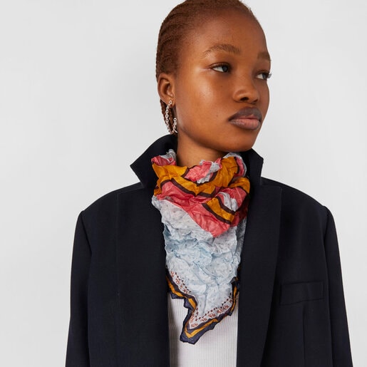 Blue silk TOUS Emmeline Crinkled Scarf