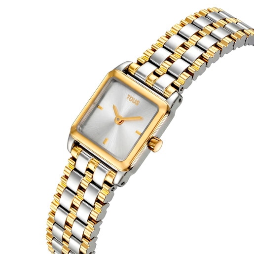ساعة تناظرية بسوار من الصُلب باللونين الذهبي والفولاذي من تشكيلة TOUS 1950