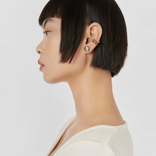 ゴールドコーティング シルバーとダークシルバーのピアス Twiling