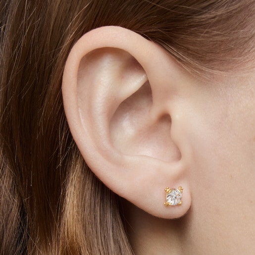 18kt gold plating over silver single Earring with lab-grown diamonds Color Pills