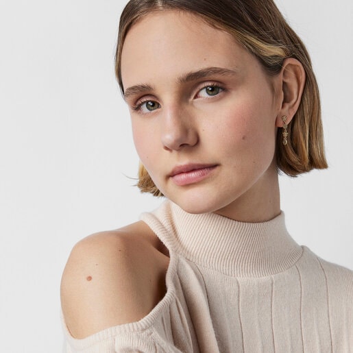 Короткие и длинные золотые серьги Fragile Nature с бриллиантами и рубинами