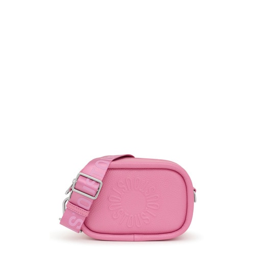 Dark pink leather Crossbody reporter bag TOUS Miranda