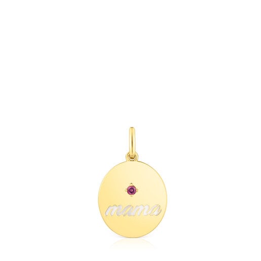 Silver vermeil Mama Reversible medallion pendant with mother-of-pearl and  rhodolite TOUS Mama | TOUS