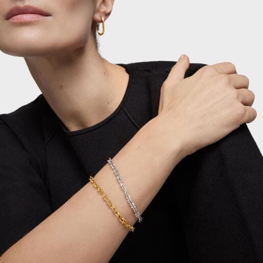 Pulsera cadena de acero en color dorado con motivos oso Carrusel