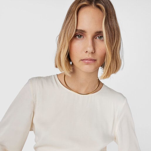 Cadena rígida Fragile Nature con baño de oro 18 kt sobre plata