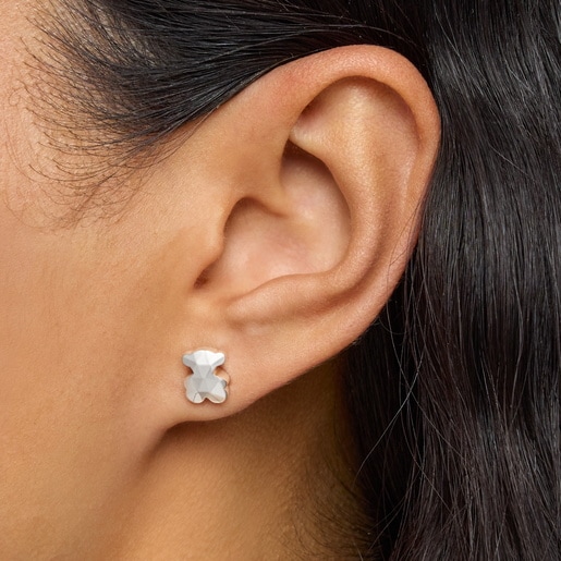 Silver bear Earrings Icon Metal