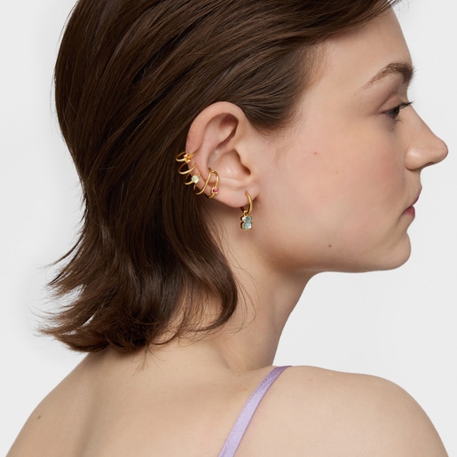 Earcuff con baño de oro 18 kt sobre plata y gemas creadas en laboratorio Icon Color LGG