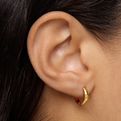 Boucles d’oreilles anneaux avec ourson en argent plaqué or 18 ct, 12 mm TOUS Basics