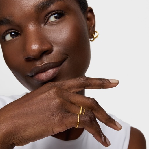 18ktゴールドコーティング・シルバーの編み込みリング TOUS Motif