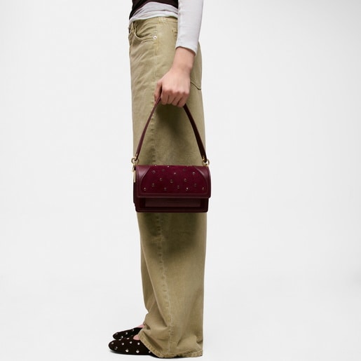 Small burgundy-colored Crossbody bag TOUS Audree Strass