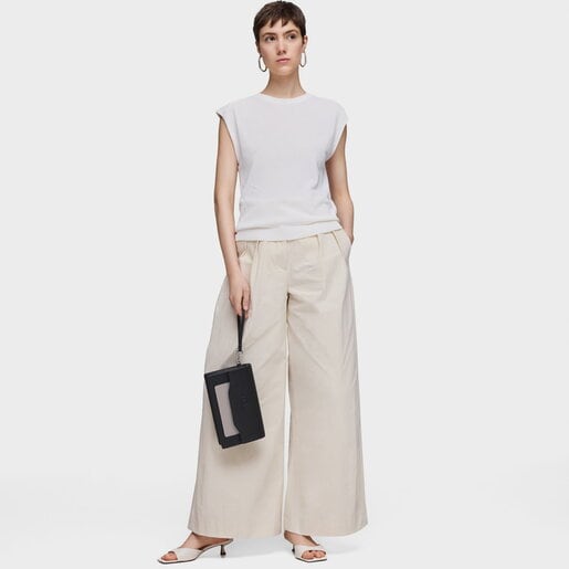 Clutch negro y gris Audree Saffiano