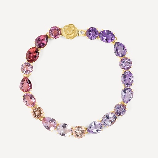 Pulseira em ouro, pedras preciosas em tons rosa, roxo e diamantes TOUS ATELIER