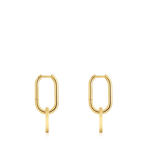 Aretes de aro con baño de oro 18 kt sobre plata y espinelas Camille