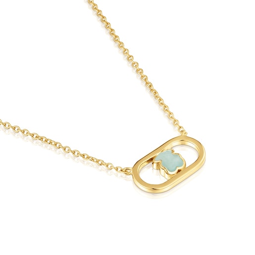 Collar baño de oro 18 kt sobre plata y amazonita Camille