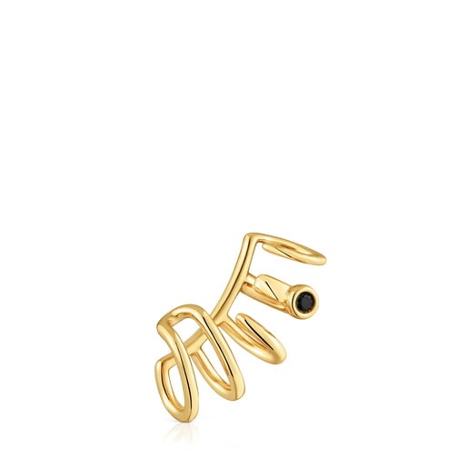 5-hoop Earcuff with 18kt gold plating over silver and black spinel TOUS Line