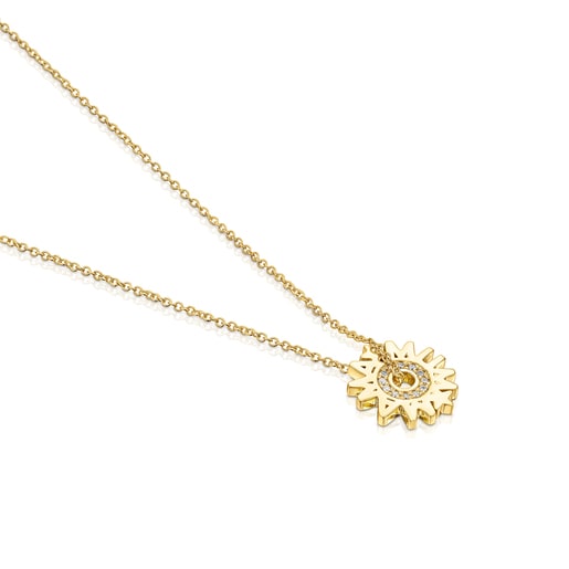 Gold TOUS Crossword Mama Necklace with diamonds